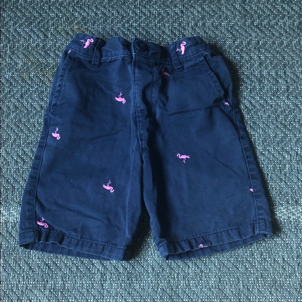 The Children's Place Navy Shorts with Pink Flamingo Embroideries